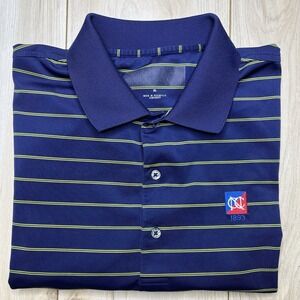 Donald Ross Newport Country Club 1893 Golf Polo Shirt Blue Striped Men Size XL
